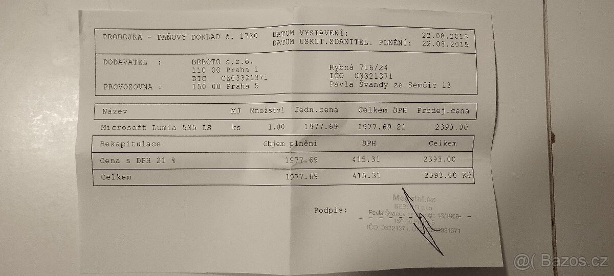 Prodám mobil Microsoft/Nokia Lumia 535 Dual SIM, stav A - 17