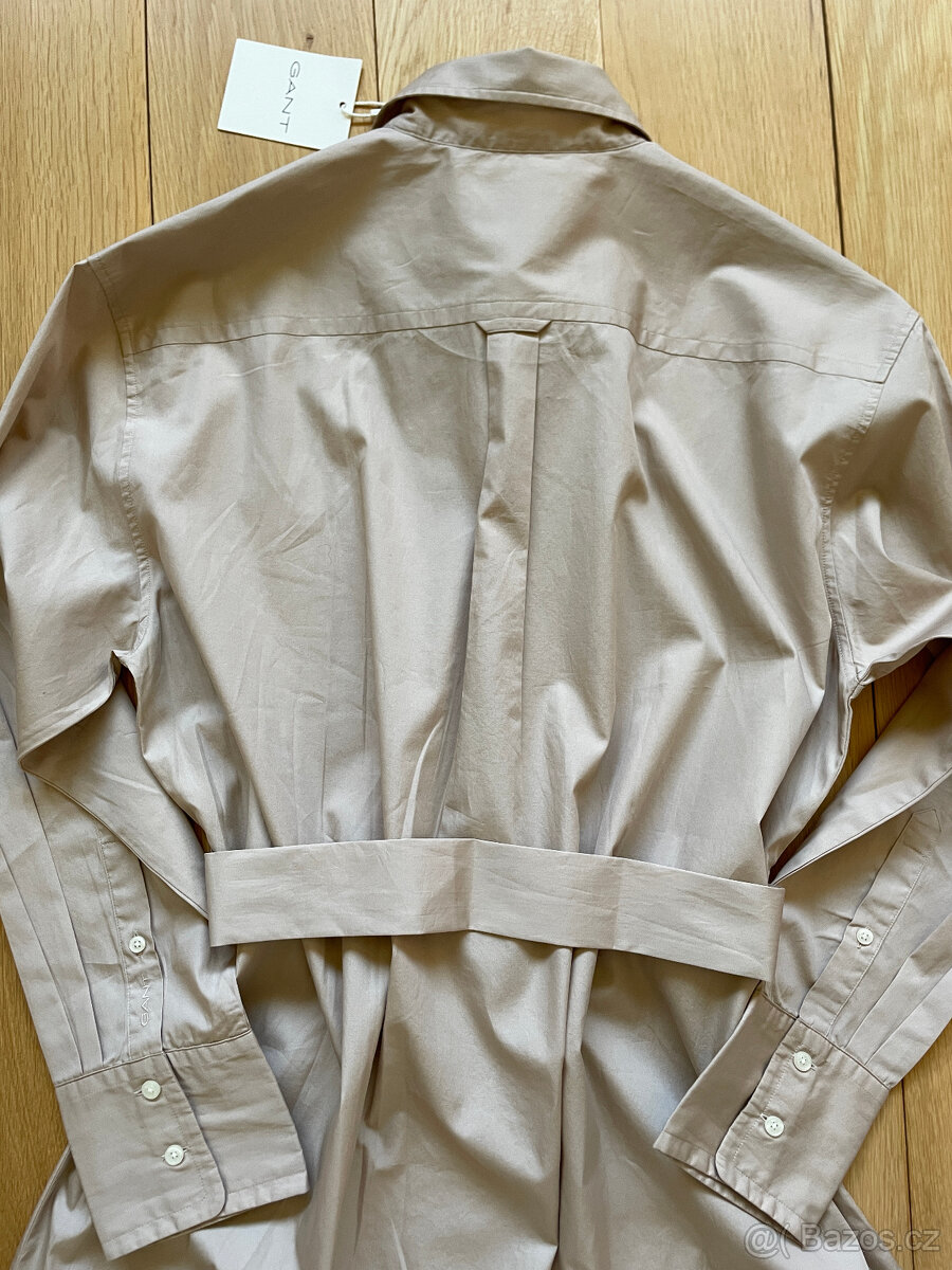 Béžové bavlněné košilové dlouhé šaty Gant, vel. 38/40 - 17