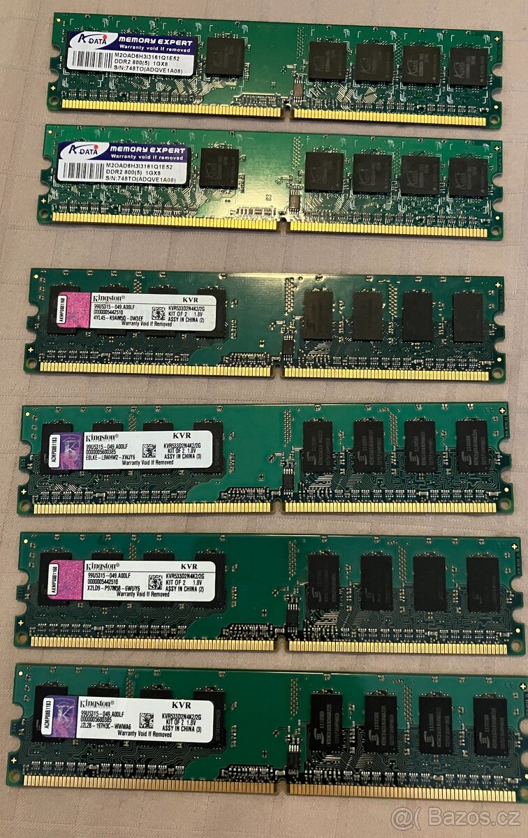 Paměti RAM do PC, typu DDR, DDR2 a DDR3, uvedená cena je za - 17