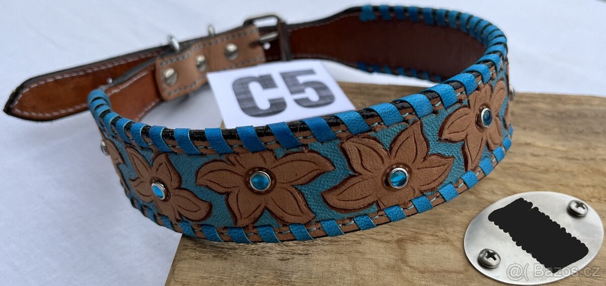 Kožený psí obojek MIX SLEVA - 17