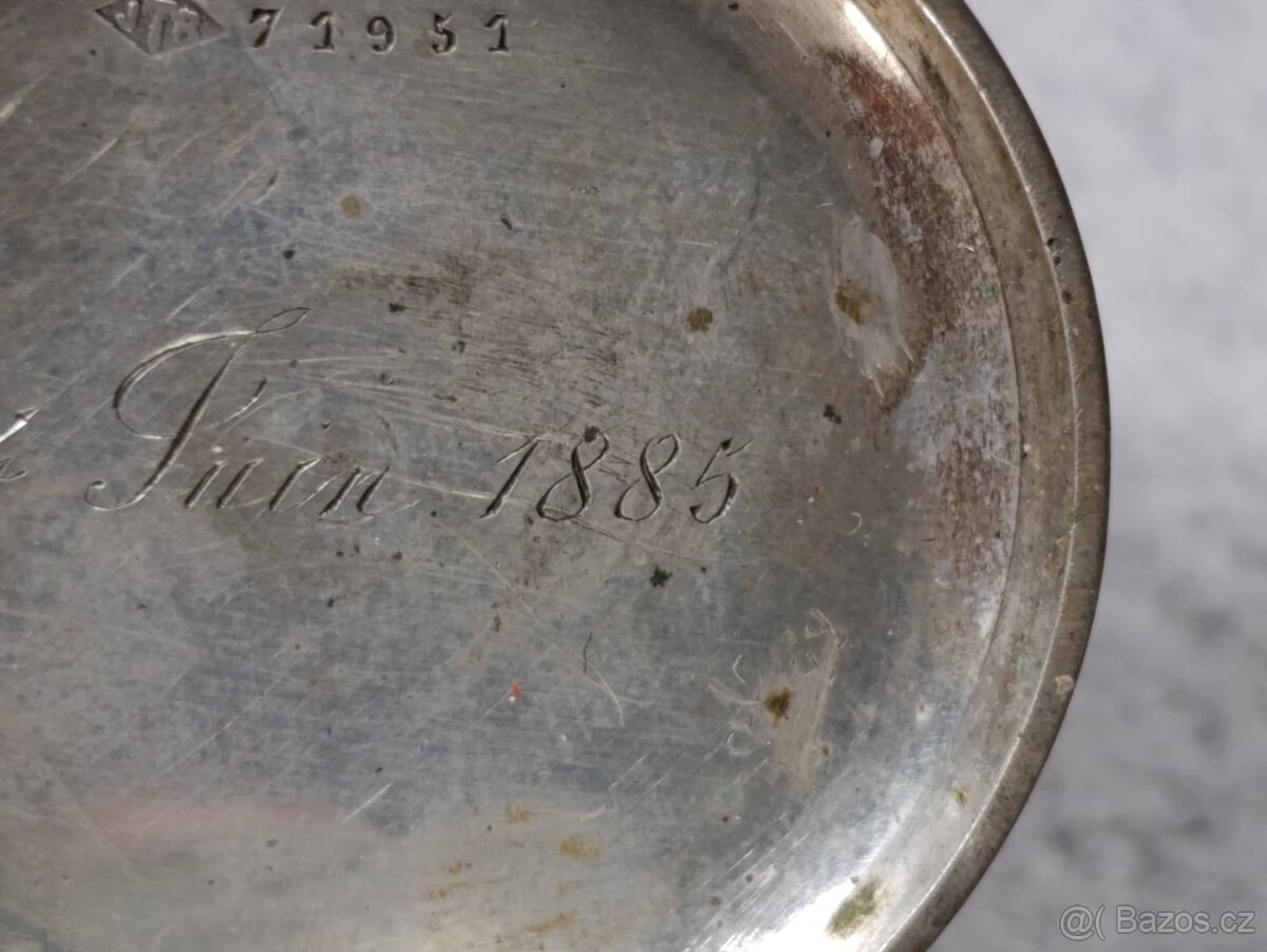 Stříbrné kapesní hodinky - kličovky, rok 1885 - 17