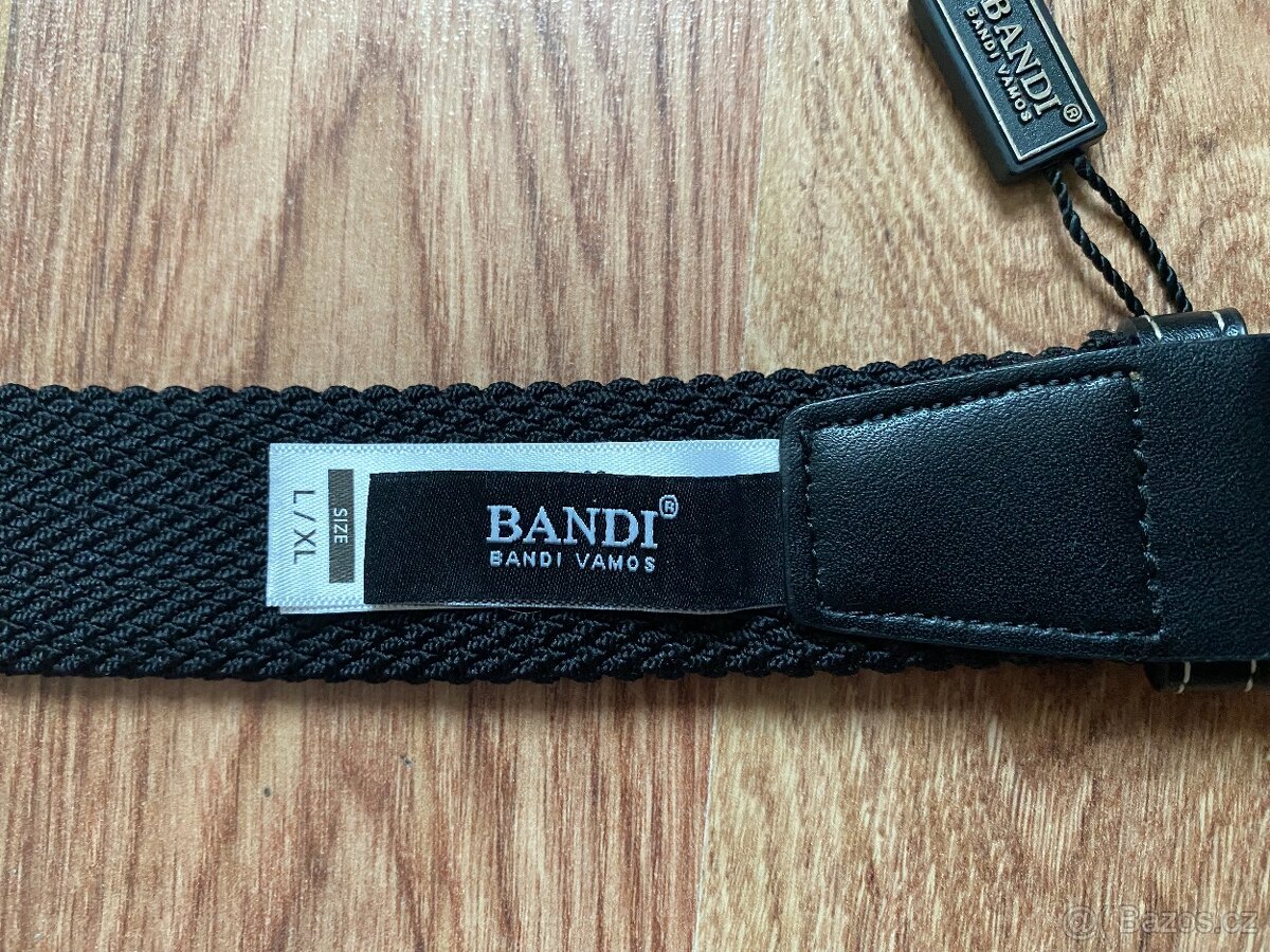 Nový pánský pružný opasek Bandi -L/XL, černý s modrými pruhy - 17