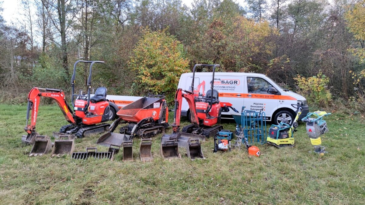 Půjčovna-pronájem minibagru Kubota U10-5, Kubota K008-3 - 17
