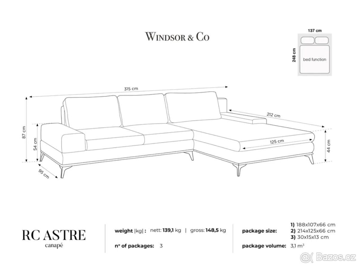 Rohová pohovka Planet z Bonami Semišová, Pravý roh - 17