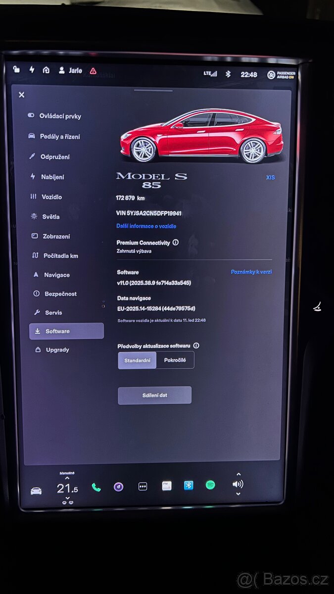 Tesla Model S85 El.Panorama Kuze Vzd.podvozek barva RedMult - 17
