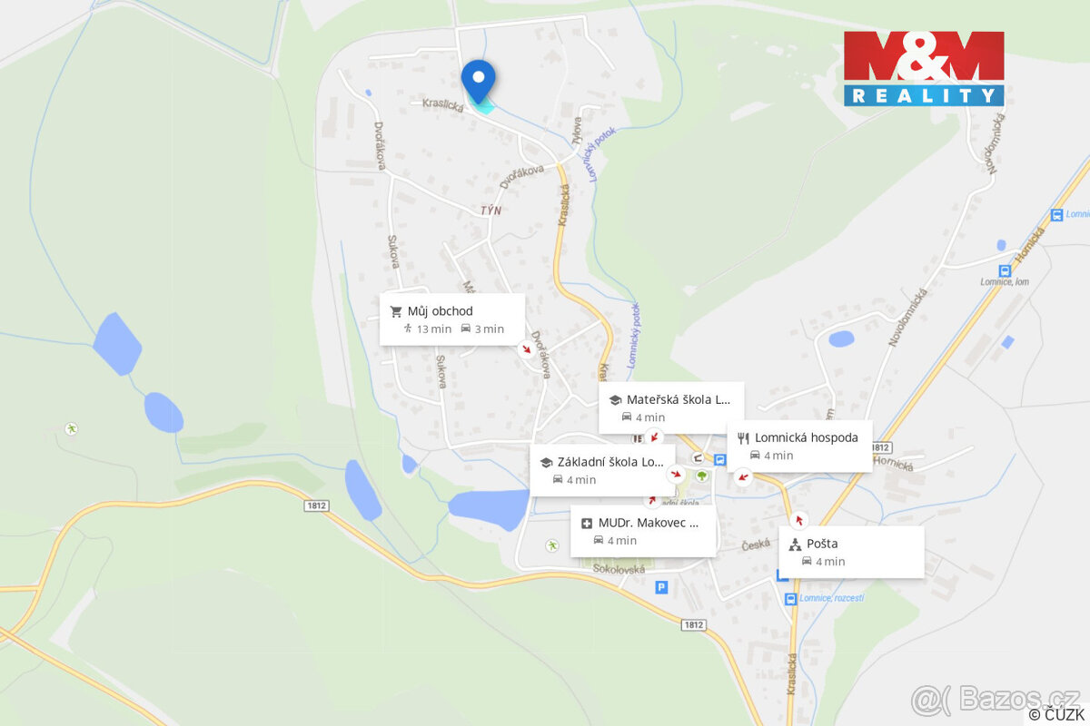 Prodej pozemku k bydlení, 1639 m², Lomnice, ul. Kraslická - 17