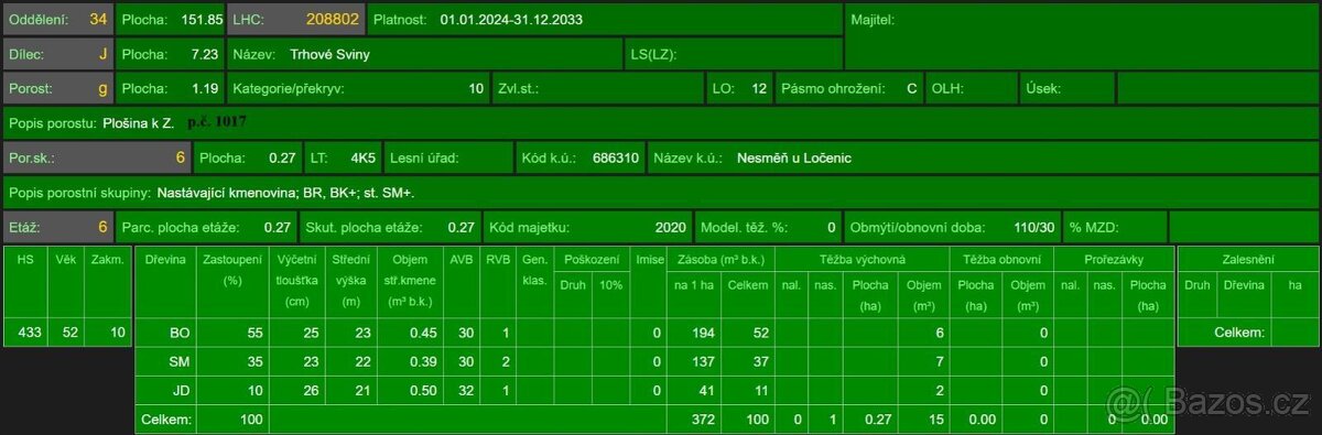 Prodám lesní pozemky v k.ú. Nesměň u Ločenic - 17