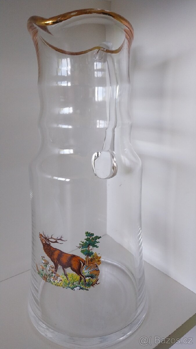 Modrá číše,váza, ozdobné láhve,skleněné džbány - 17