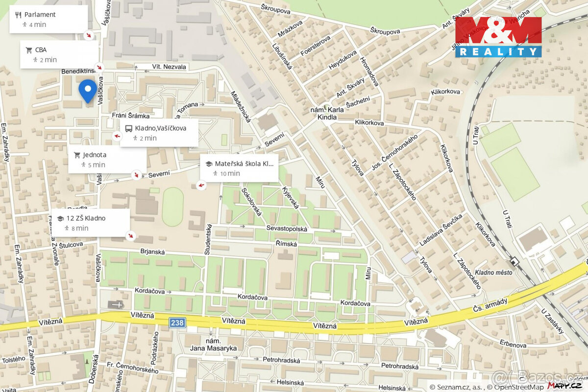 Pronájem bytu 2+kk, 54 m², Kladno, ul. Vašíčkova - 17