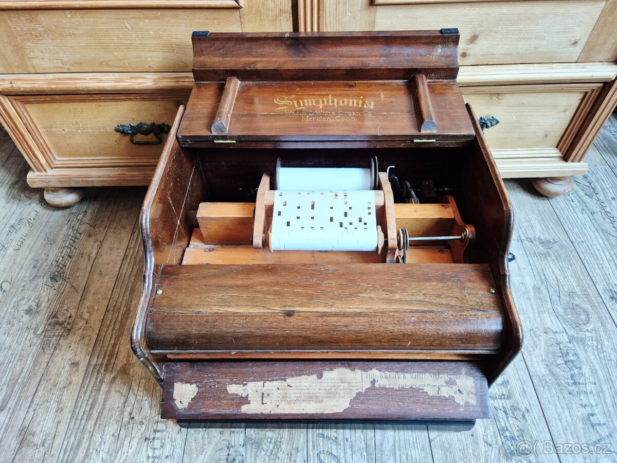 Starožitný hrací stroj, flašinet SYMPHONIA, 1890 - 17