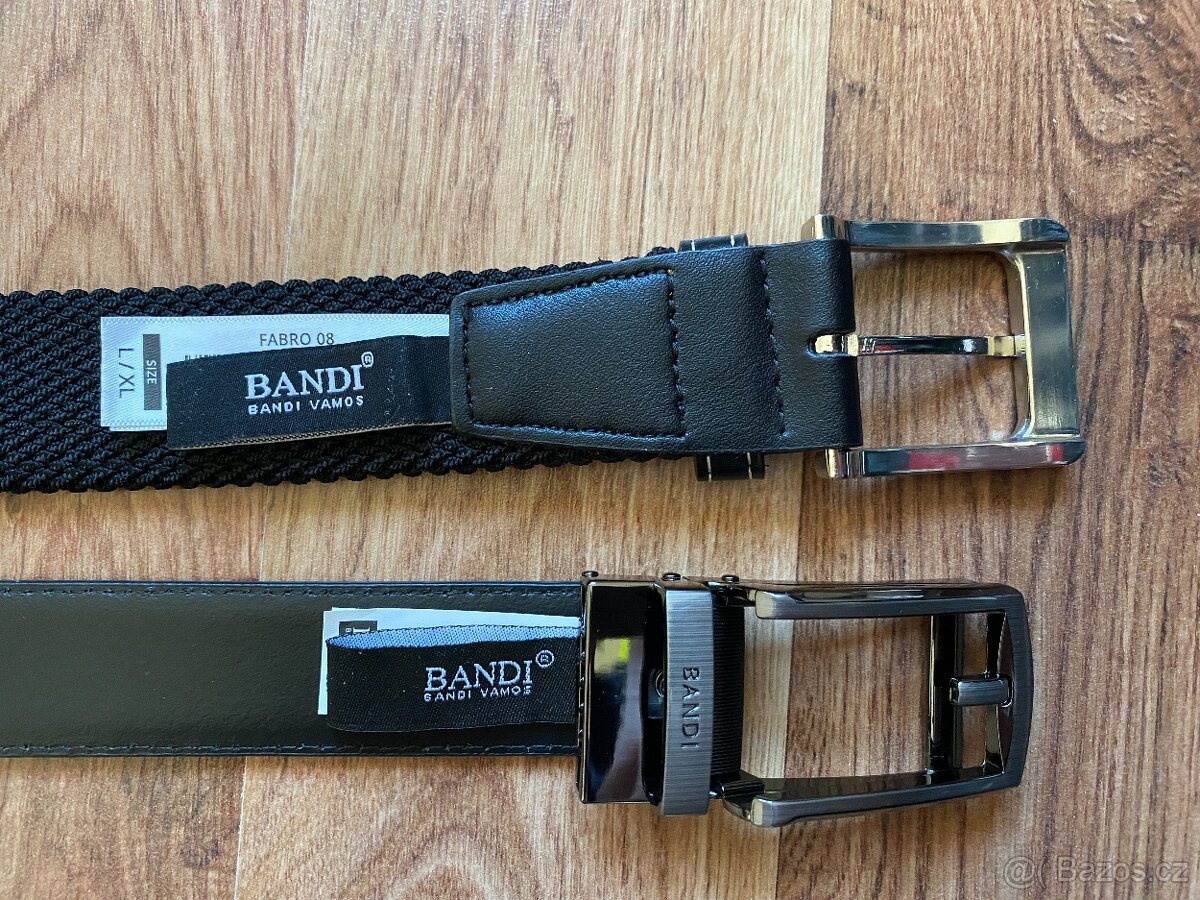 Nový dárkový set opasků BANDI - kožený černý, pružný černý - 17