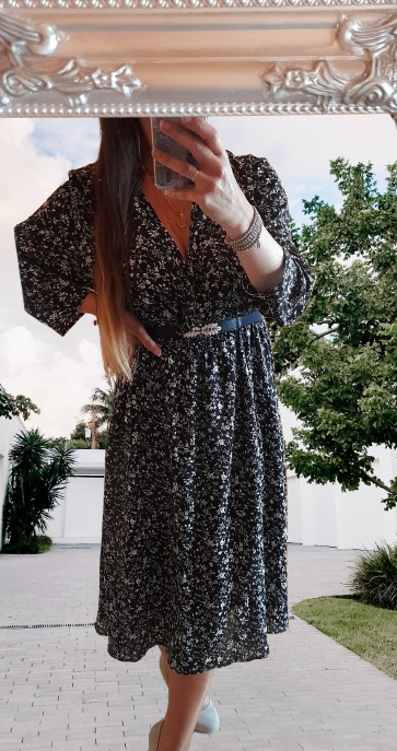 Shein květinové midi šaty s dlouhými rukávy - 17