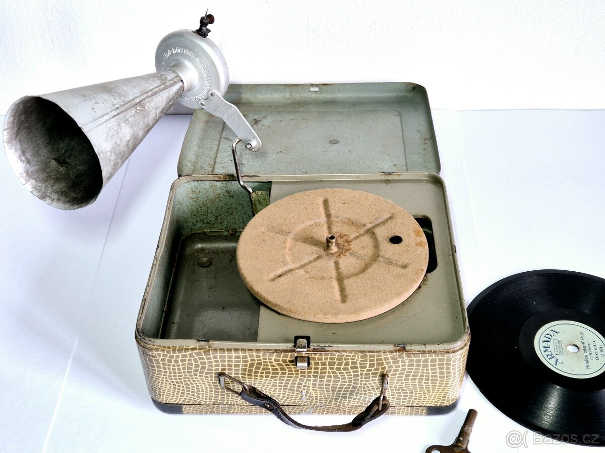 Starý dětský gramofon GBN Bing, 1930-40 - 17