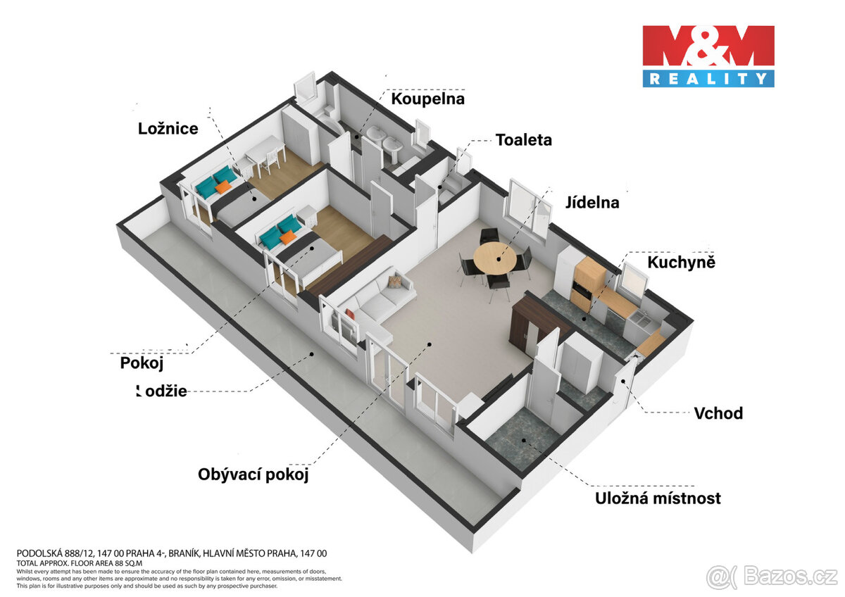 Prodej bytu 3+kk, 83 m², Praha, ul. Podolská - 17
