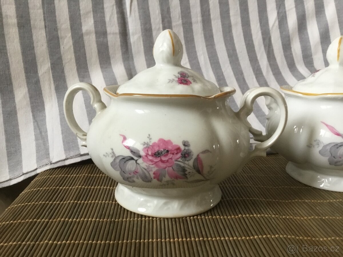 karafa, cukrenka, odlivky, talirek, konvice - 17