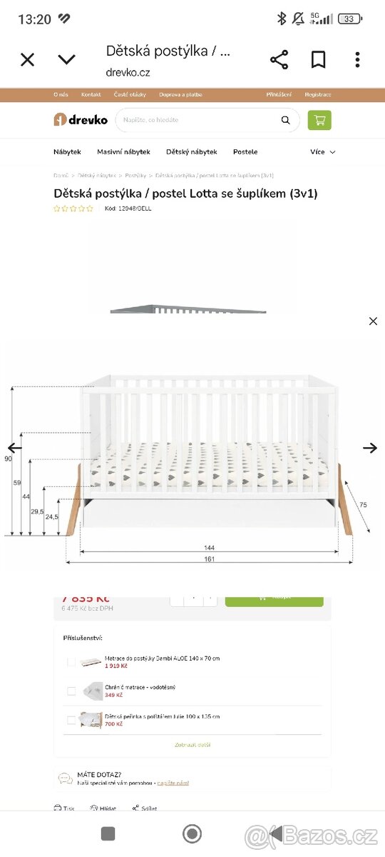 Rostoucí postýlka lotta grey - náhradní díly - 17