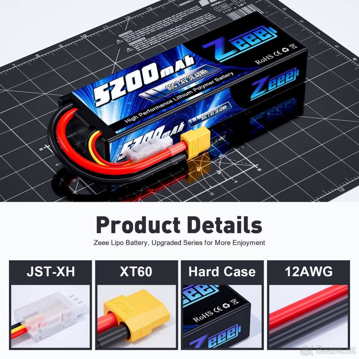 BATERIE LIPO ZEEE 5200mAh 50C/100C 7,4V 38,48Wh-2ks - 17