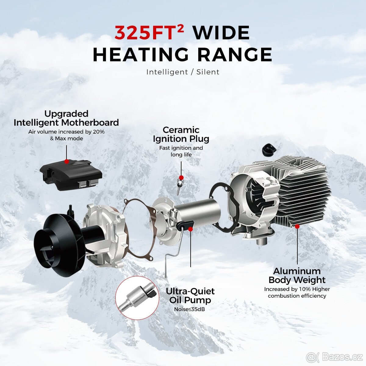 Přenosné topení 6-8kW, 12+24+230V, auto start/stop, BT - 17