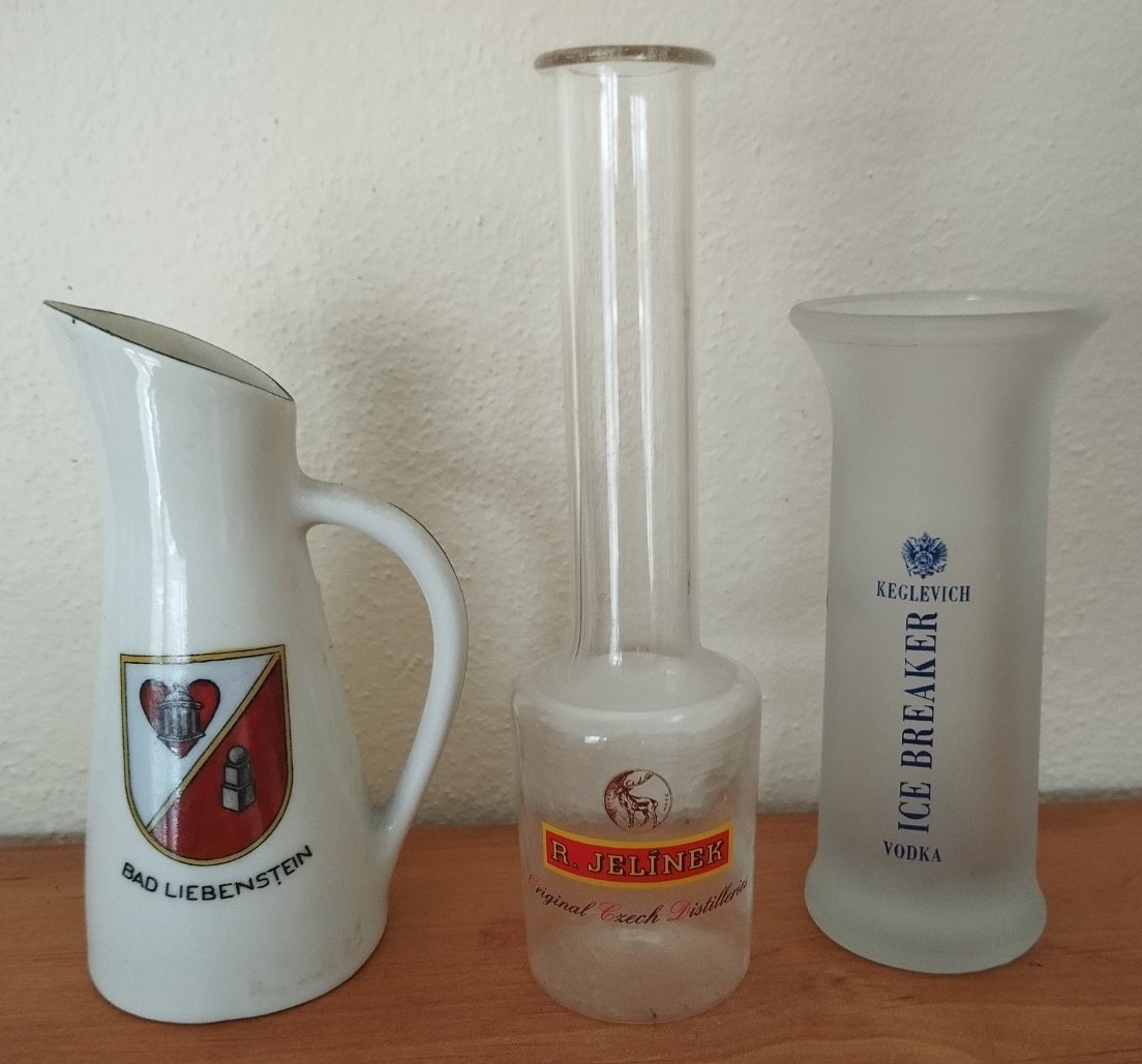 Váza, sklenice na alkohol, keramika, sklo - 17