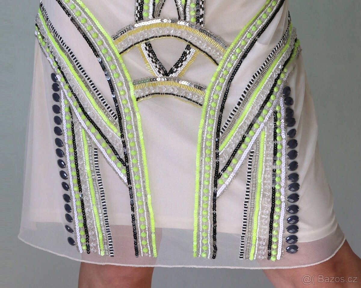 Nové smetanové šaty s korálky Miss Selfridge vel.44 - 17