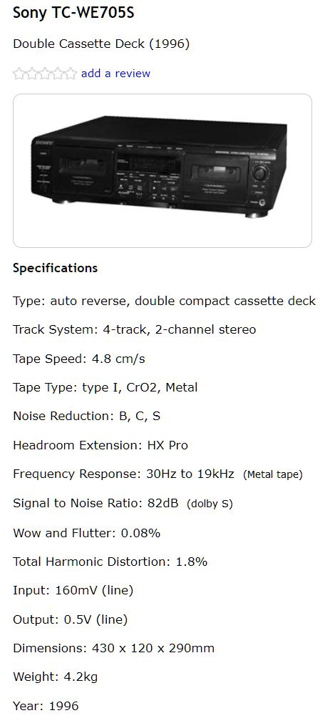 SONY TC-WE705S Double Deck/Dolbx B-C-S/Pitch Control - 17