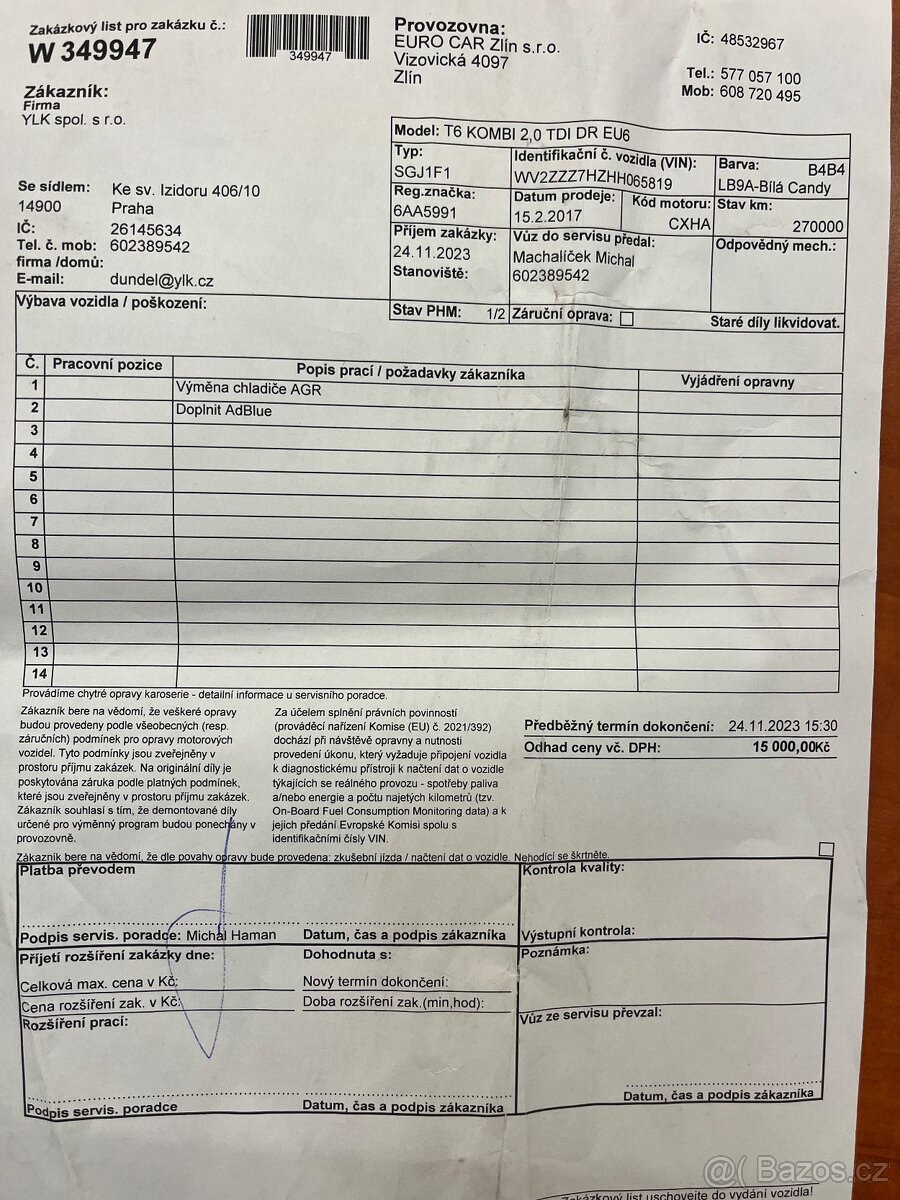 Prodám Vw Transportér T6 long 8mist odpočet DPH - 17