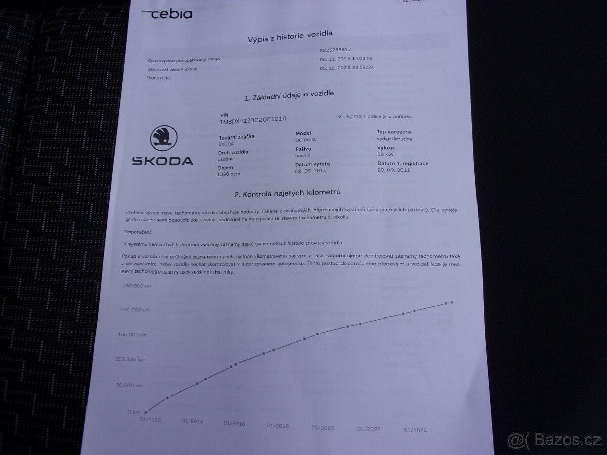 Octavia 1,4i 16V 59kW Tour,koup.v čr 9.2011,klima,závěs - 17