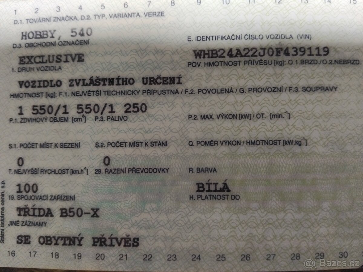 Obytny přivěs Hobby exclusive 540 - 17