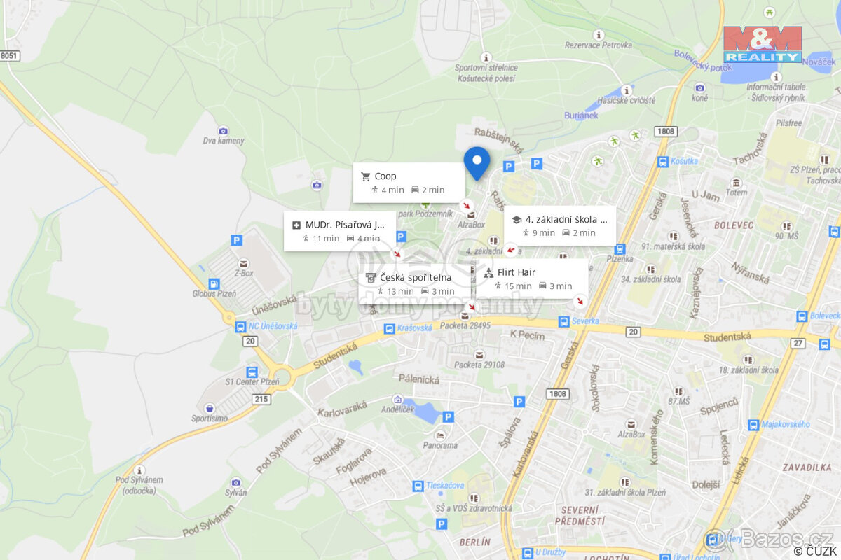 Prodej bytu 1+kk, 31 m², Plzeň, ul. Rabštejnská - 17