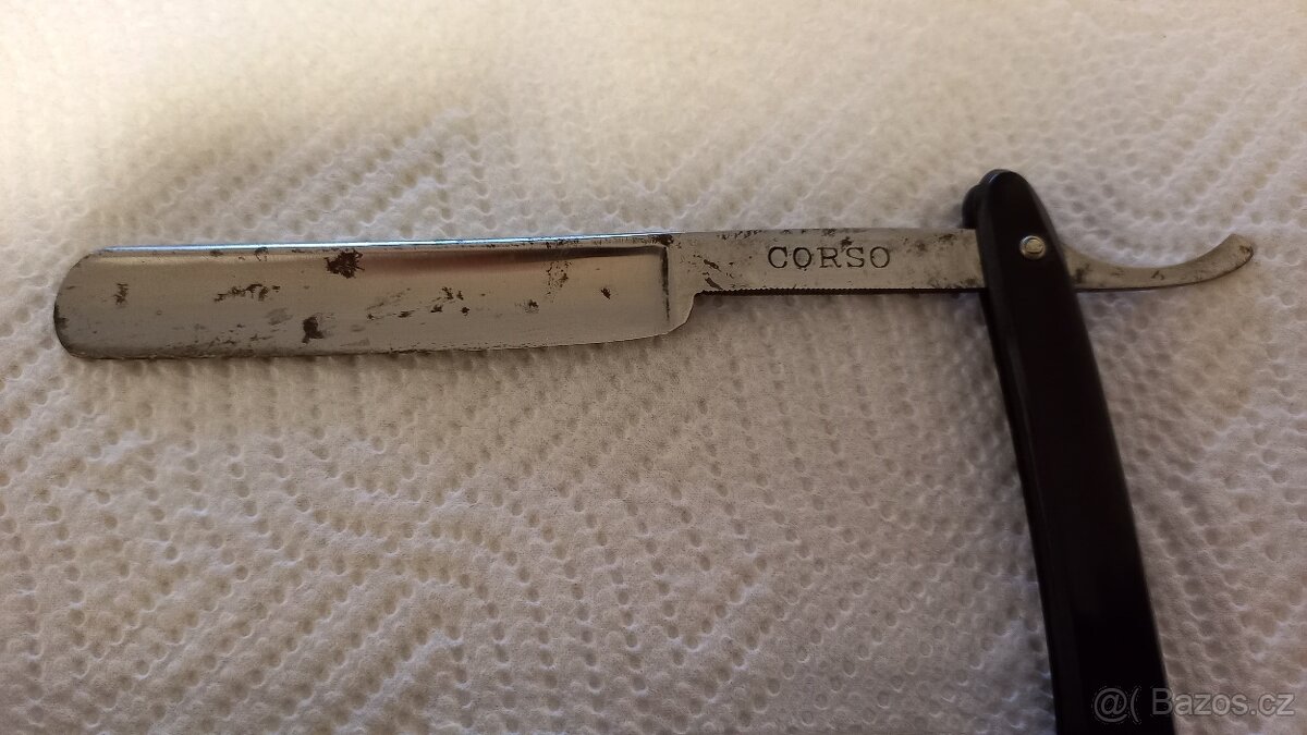 Starožitná břitva včetně pouzdra a brousku - 17