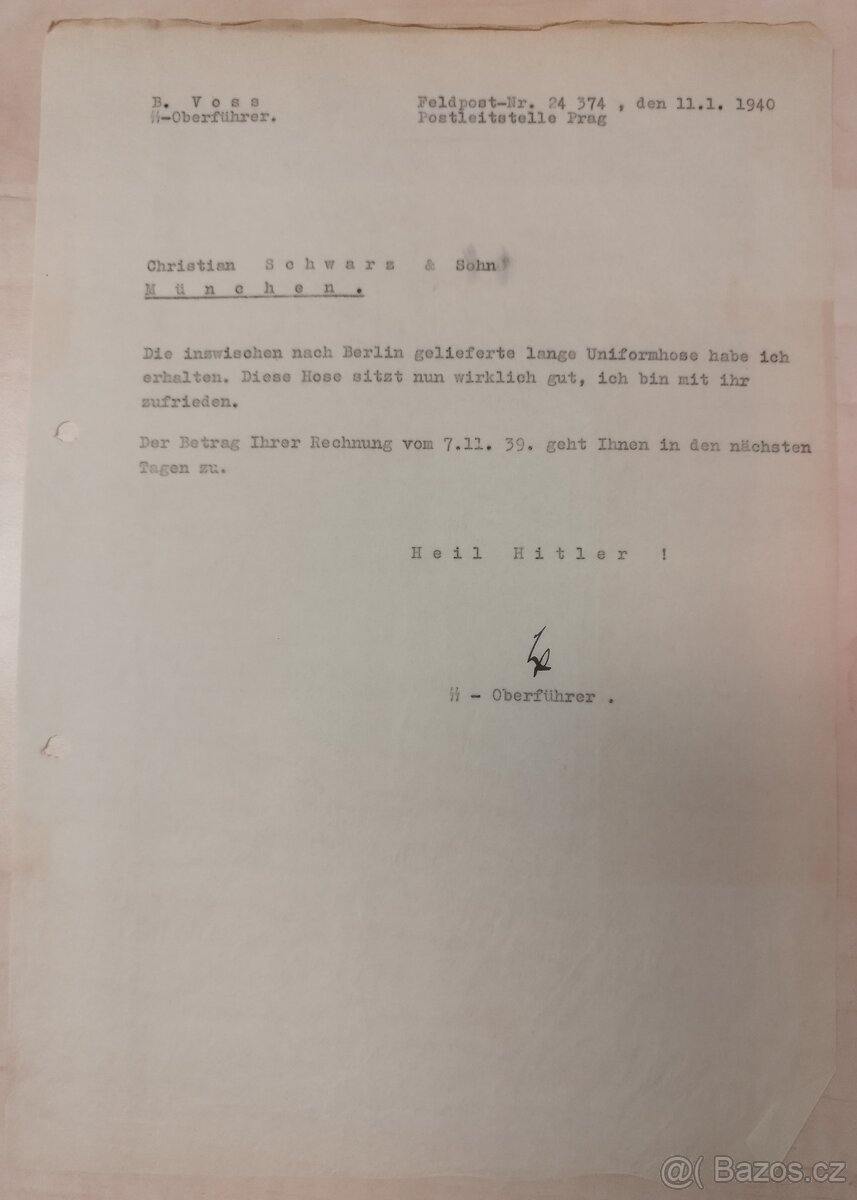 DOKUMENTY PO GENERÁL SS BERNHARD VOSS 3 - 17