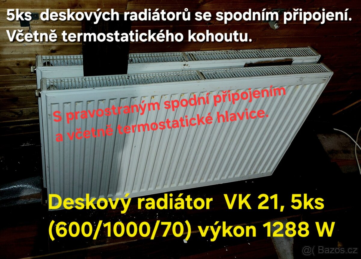 5ks Radiátory deskové 21 VK (60×100×7) - 17