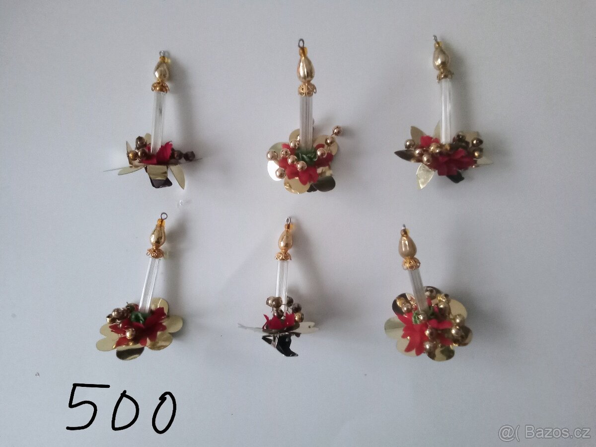 Různé, vánoční ozdoby -staré, korálkové, baňky - 17