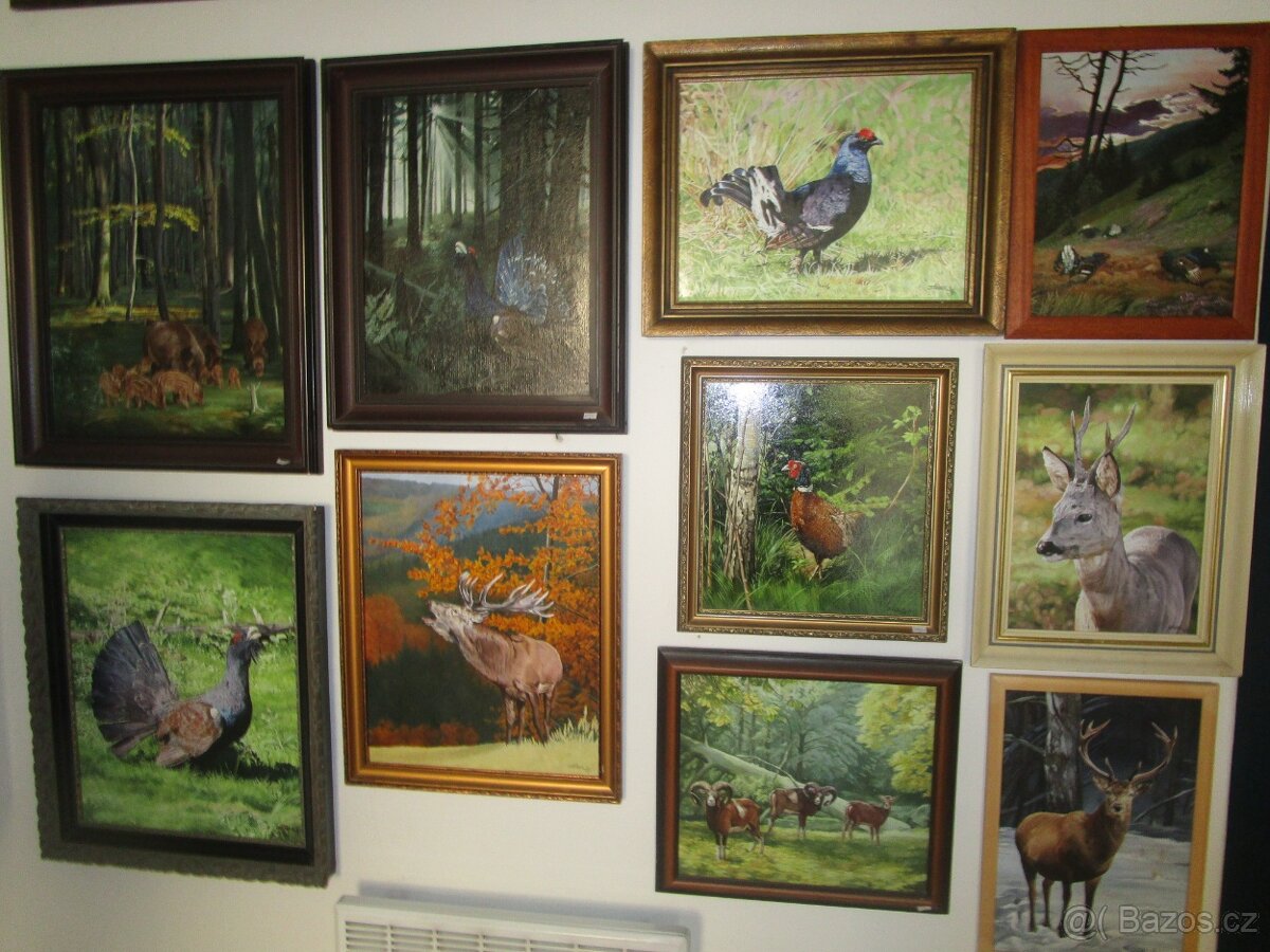 obrazy pro myslivce-bažant-tetřev-jelen-olejomalba - 17
