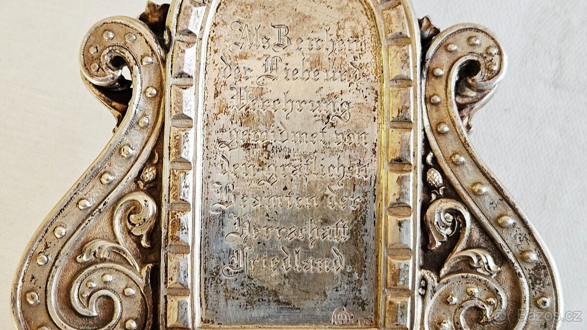 Ag stříbro stolní krucifix loťák rok 1864 biedermeier styl - 17