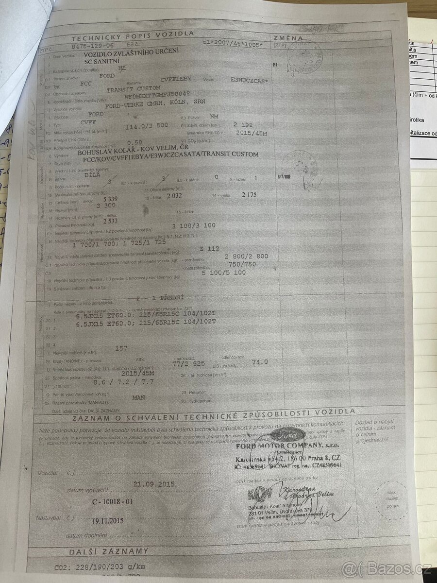 Ford Transit Custom, r. 2015. Motor 2.2 TDCi, výkon 74 kW - 17