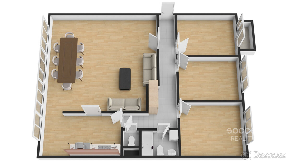 Pronájem krásného bytu 4+kk/B/PS,107 m2, Praha 5 - Smíchov, - 17