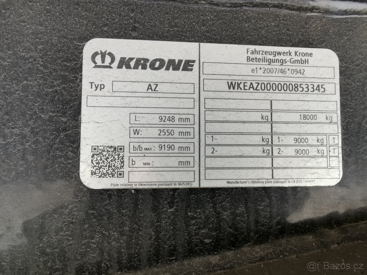 Prodám valníkový přívěs KRONE AZ - 17