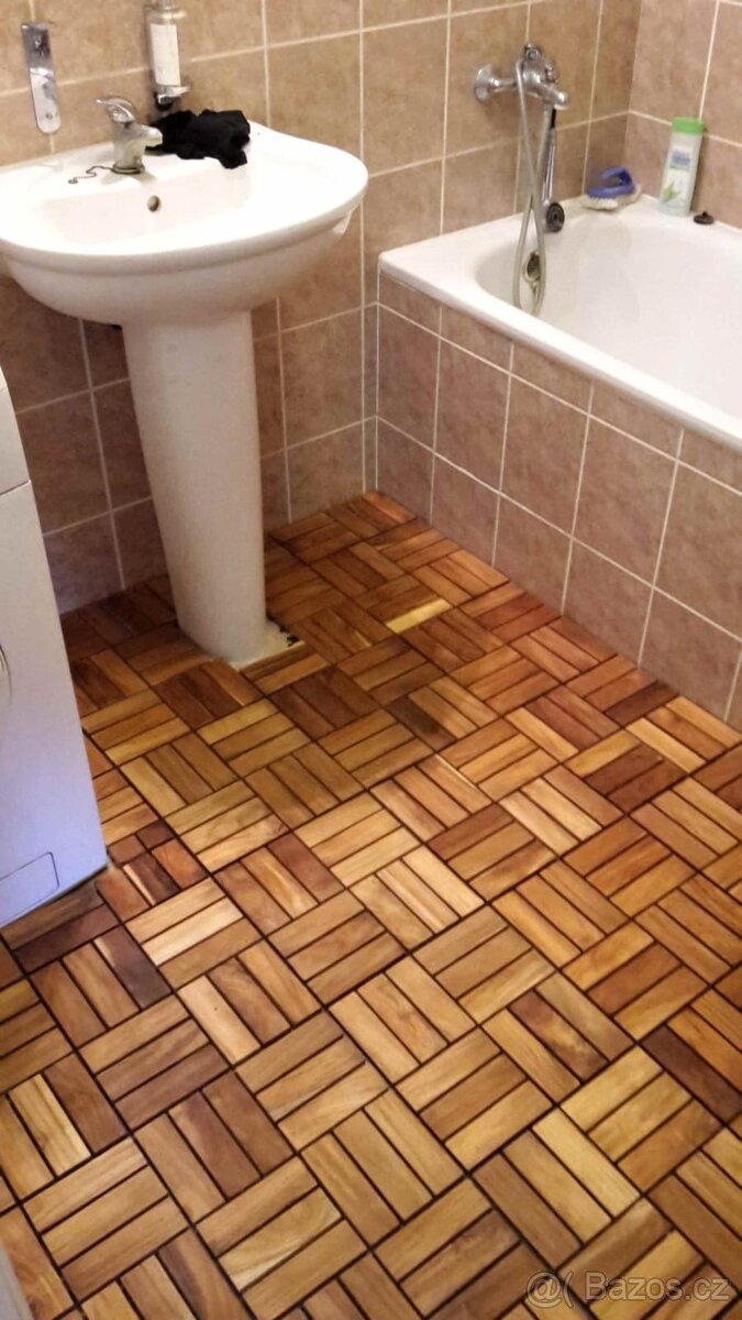 Teakové terasové zahradní dlaždice 30x30x2,5 cm olejované - 17