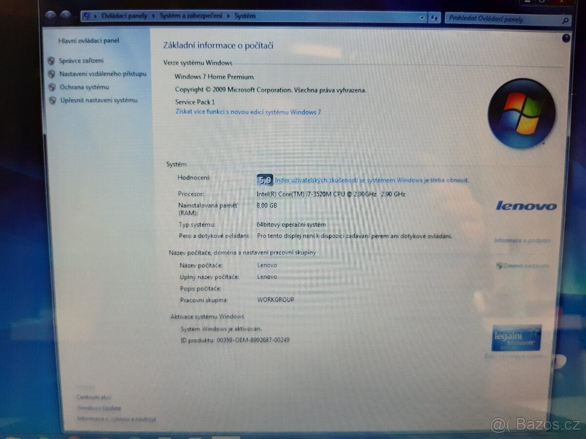 Notebook Lenovo G780, model 20138 - 17