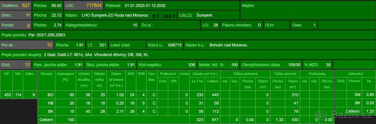 Prodám lesní pozemky v k.ú. Bohutín nad Moravou - 17