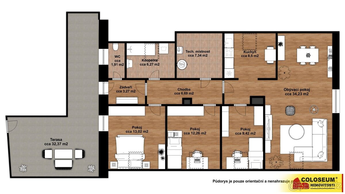 Moravský Krumlov, podkrovní byt 4+1, terasa, zahrada, dílna - 17