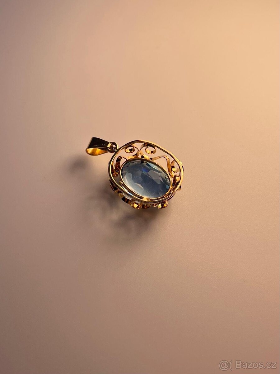 💎Krásný zlatý přívěsek s akvamarínem 585 – 4,44 g - 17