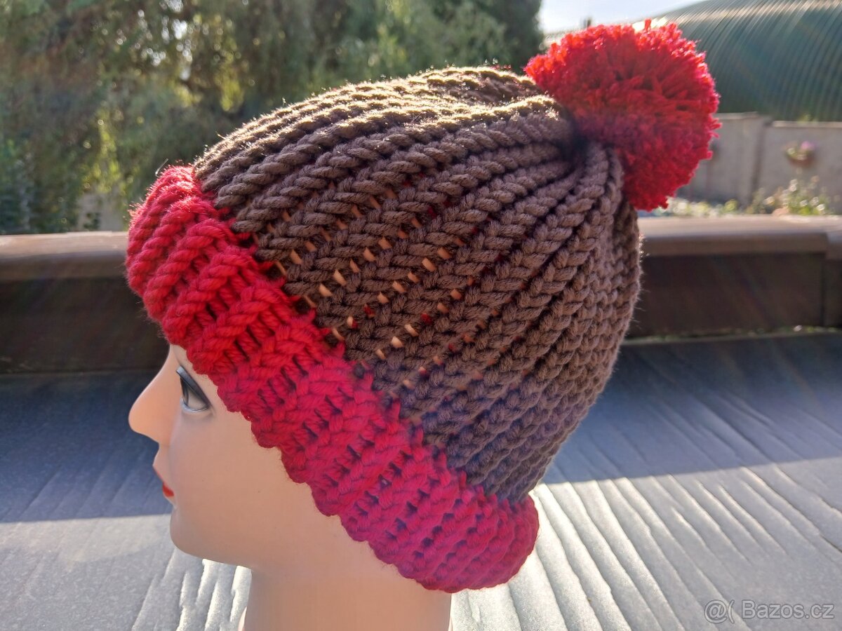 Nový pletený kulich dvojitý lem - 17