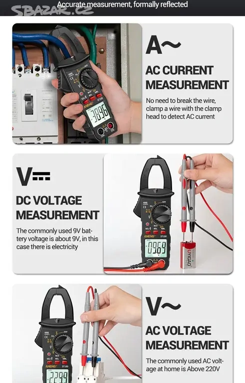 Klešťový multimetr ANENG ST 180. Nový - 17