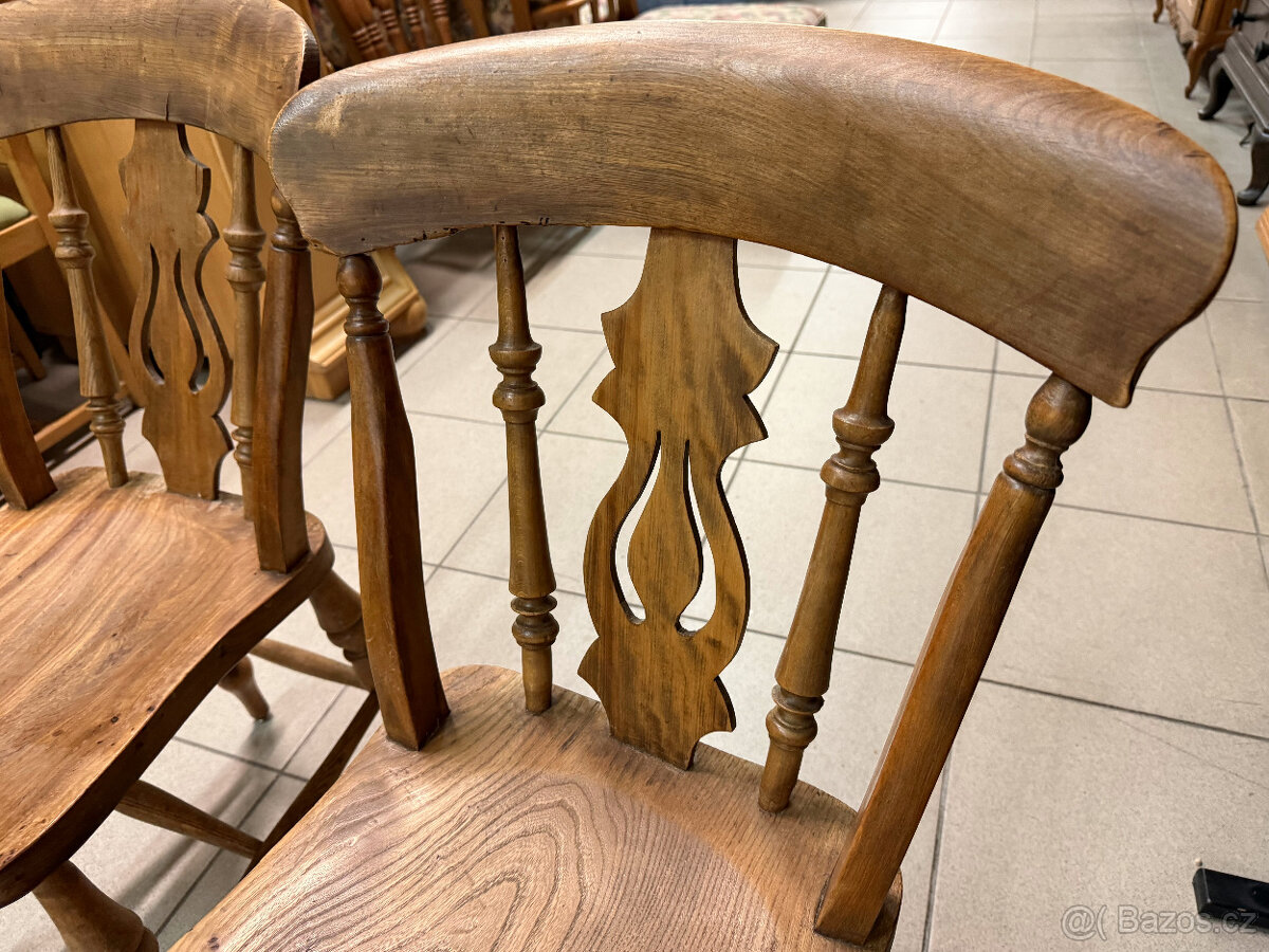 dvakrát historický set dubového stolu a šesti židlí - 17