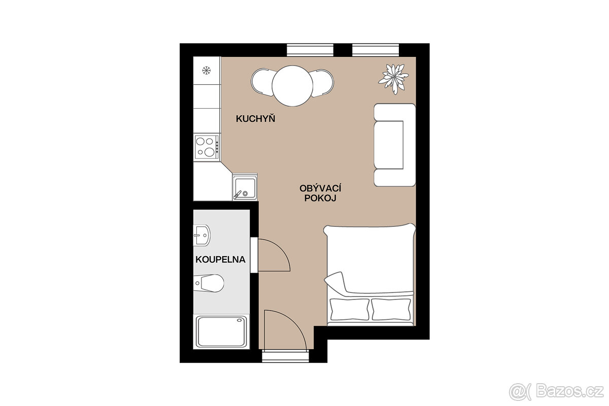 Byt 1+kk o ploše 25 m2 - Praha, Košíře - 17