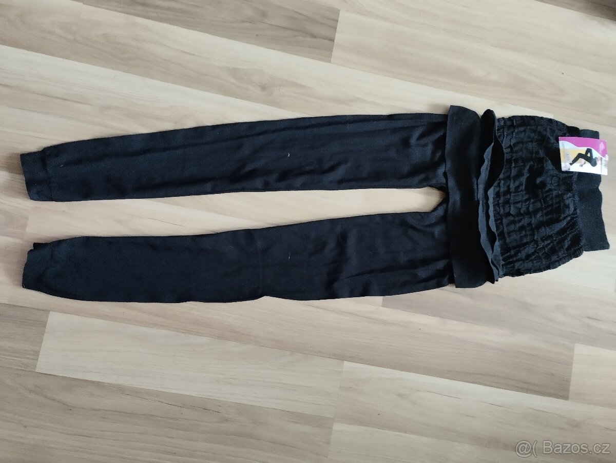 Nové elastické černé kalhoty s vyšitou sukýnkou - 17