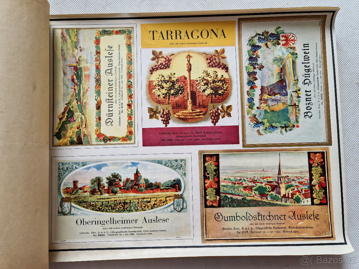 Starý reklamní vzorník etikety víno likér 1930 litografie - 17