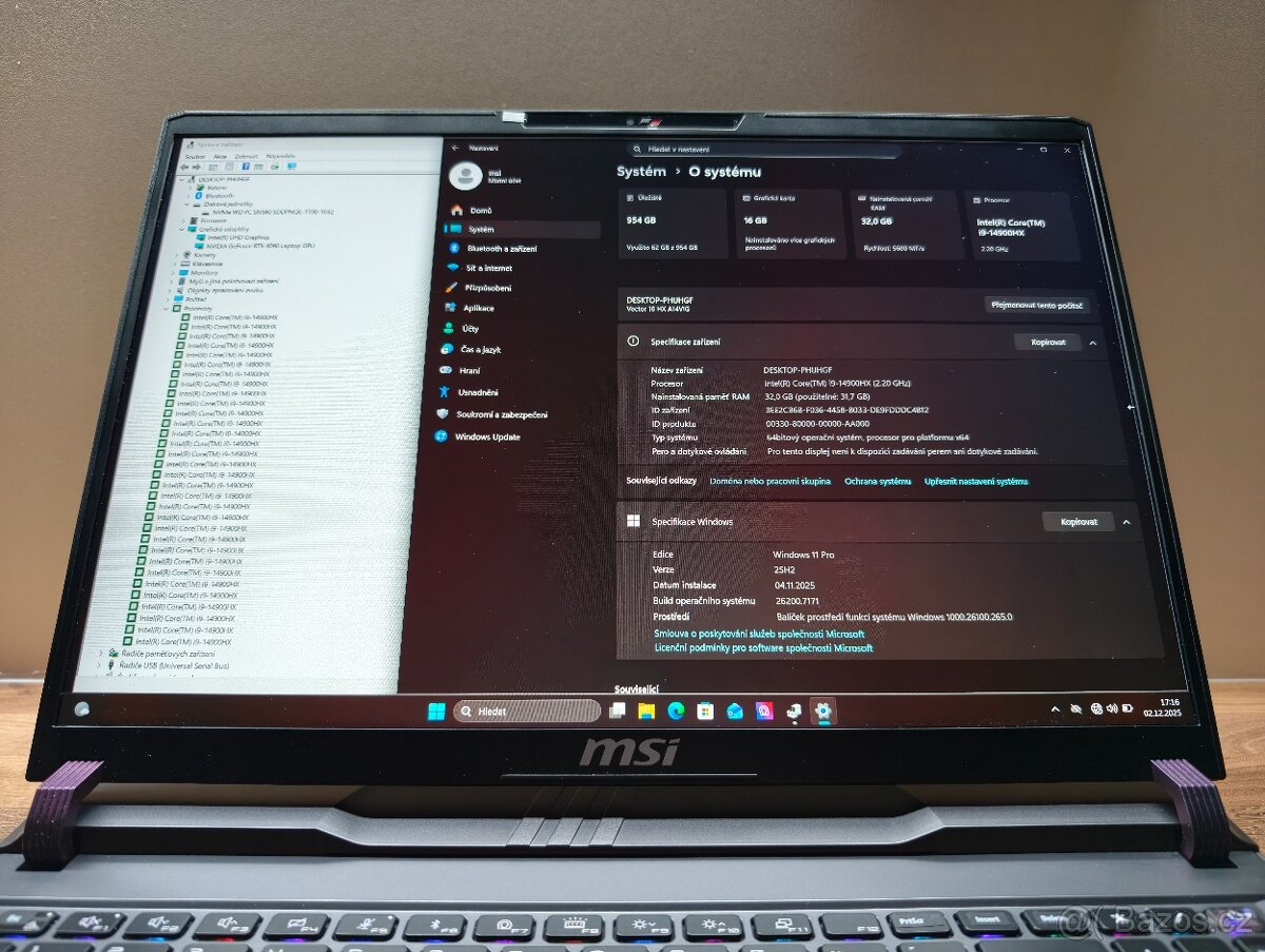 RTX 4090 16GB_MSI VECTOR 16 HX_i9-14900HX_32GB_16" 240HZ 2K - 17